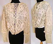 Edwardian Cream Battenburg Tape Lace Polka Dot Net Wedding Bodice Blouse