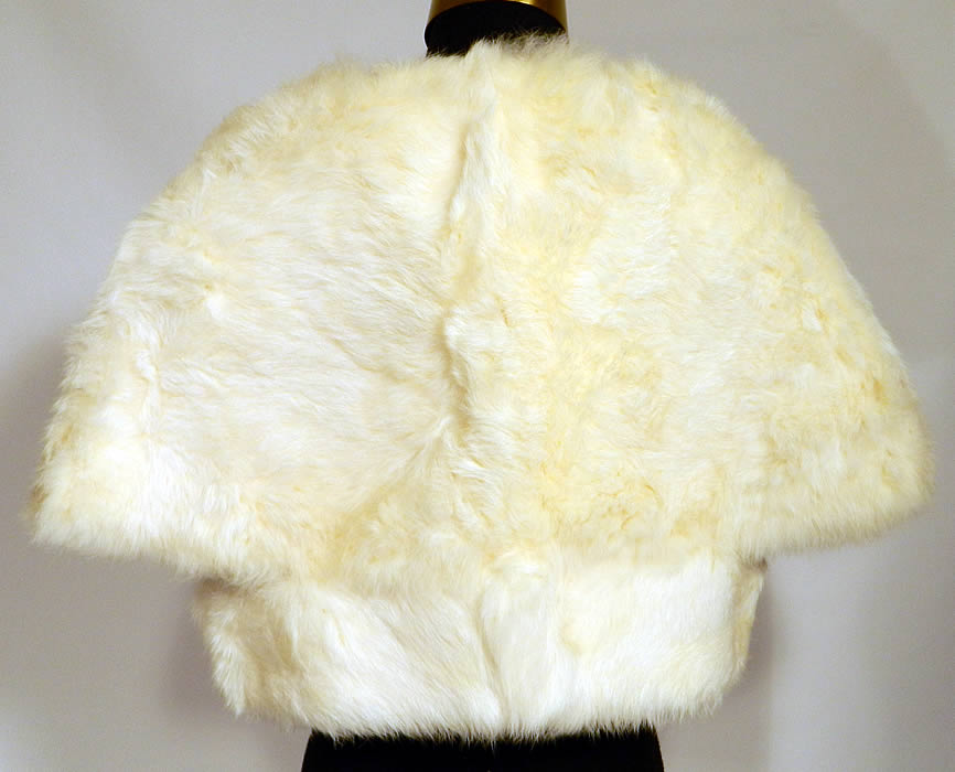 Vintage White Rabbit Fur Stole Shawl Winter Wrap Glam Evening Cape