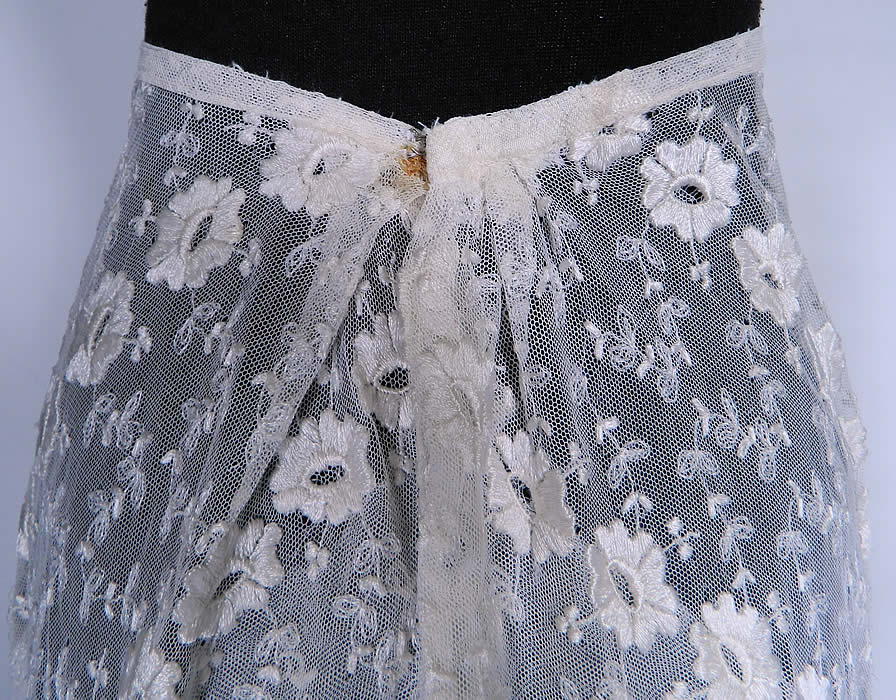 Vintage Embroidered Soutache Work White Net Lace Wedding Skirt