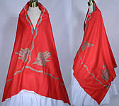 Vintage Red Embroidered Paisley Pashmina Cashmere Shawl