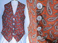 Victorian Men's Paisley Print Cotton Waistcoat Vest