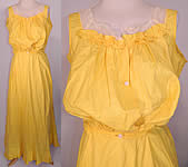 Edwardian Bright Yellow Cotton Camisole Top & Petticoat Skirt Train