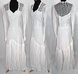 Vintage White Eyelet Flower Organdy Wedding Gown Dress