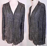 Vintage Art Deco Black Silk Chiffon Crystal Beaded Flapper Coat Jacket