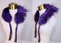 Victorian Purple Ostrich Feather Neck Boa Collar Scarf & Tassels