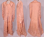 Vintage Harrods Pink Silk Quilted Gold Trim Stitched  Peignoir Robe Dressing Gown. 