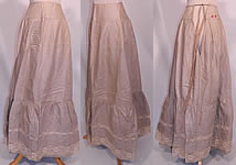 Victorian Linen & Lace Embroidered Initials Drawstring Petticoat Skirt