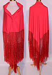 Antique Art Deco Red Silk Macrame Fringe Flapper Piano Shawl