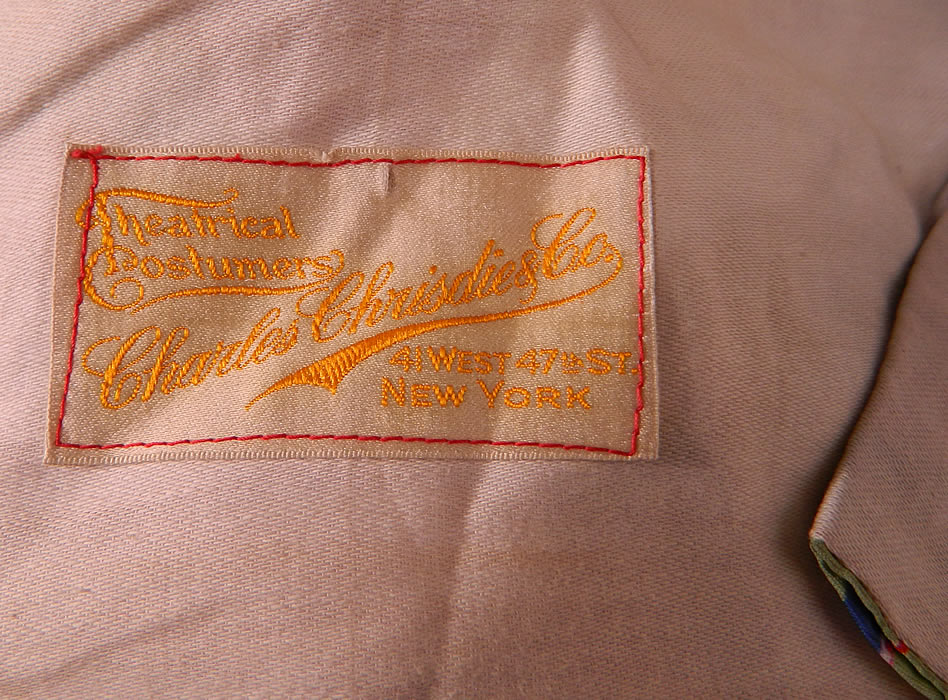 Vintage Charles Christie & Co Theatrical Costume Show Girl Carmen Miranda Dress. Both piece have a "Charles Christie & Co. Theatrical Costumers 41 West 47th St. New York" label sewn inside them. 