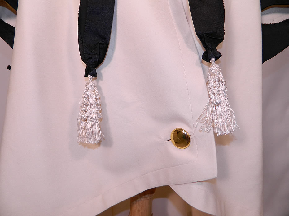 Edwardian Titanic White Wool Black Silk Tassel Trim Dolman Sleeve Coat Jacket.  It is in good condition, with only a few small faint age spots stains on the sleeves. This is a truly a wonderful piece of wearable antique textile art!  