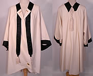 Edwardian Titanic White Wool Black Silk Tassel Trim Dolman Sleeve Coat Jacket