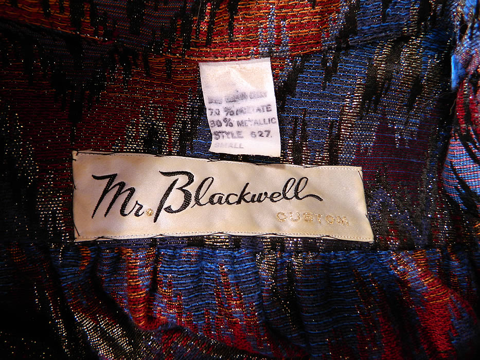 Vintage Mr. Blackwell Custom Missoni Style Striped Zigzag Lamé Suit Jacket & Skirt. There is a "Mr. Blackwell Custom"  designer label Size Small tag sewn inside. 