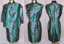 Vintage Costura Ninfa Madrid Emerald Green Lamé Brocade Dress &  Jacket