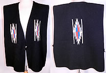 Vintage Ortega's Chimayo Blanket Woven Wool Tunic Top Vest Barber Silver Quarter Buttons