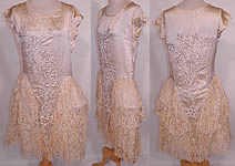 Vintage Robe de Style Cream Silk Rhinestone Beaded Lace Pannier Hoop Wedding Dress