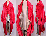 Vintage Art Deco Red Velvet Silver Lamé Reversible Flapper Opera Cloak Cape