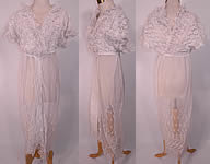 Edwardian Embroidered White Net  Lace Graduation Wedding Dress