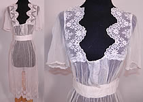 Edwardian White Net Embroidered Tambour Lace Pearl Beaded Dress