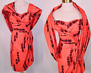 Vintage Hale Hawaii Red Hawaiian Tapa Print Cotton Sarong Dress Stole Wrap Shawl