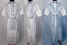 Edwardian Embroidered White Cotton Batiste Lace Graduation Wedding Dress