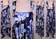 Vintage Mr. Blackwell Design Blue Mod Twiggy Faces Print Trapeze Tent Dress.