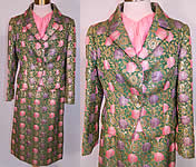 Vintage Christian Dior Floral Lame Lamé Suit Jacket Skirt & Pink Silk Blouse