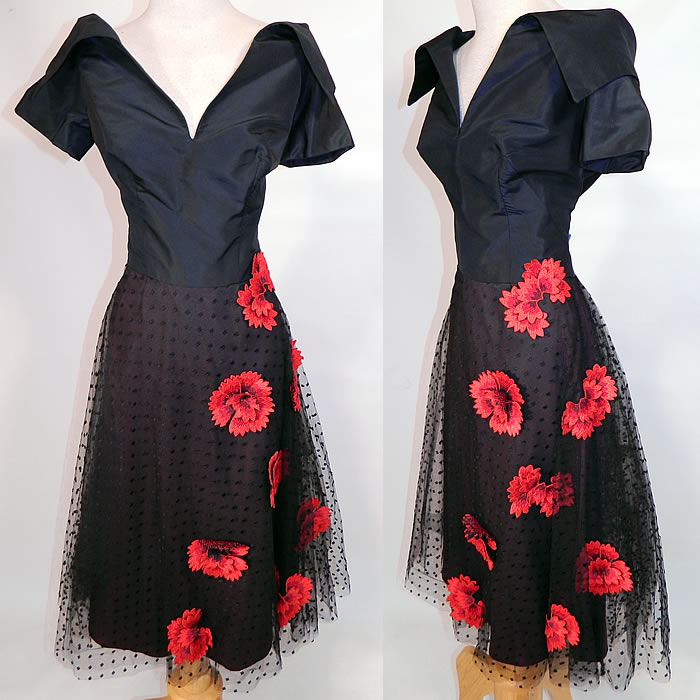 black and red flower dress