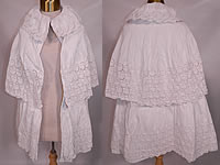 Victorian Broderie Anglaise Eyelet Embroidered Whitework Cotton Pique Cloak Cape