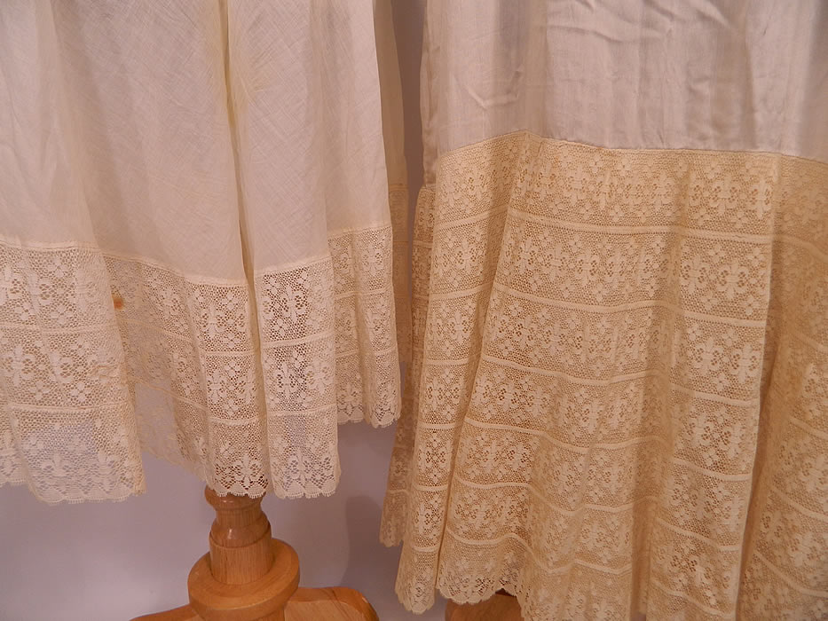 Vintage White Silk Fleur de Lis Lace  Full Slip Dress & Bloomers Pettipants Lingerie. This is a wonderful piece of wearable antique lace textile art! 