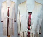 Vintage Woven Cream Silk Brass Studded Drop Waist Jumper Dress & Blouse