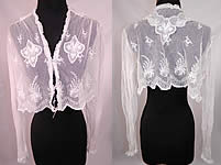 Vintage White Net Tambour Embroidery Lace Blouse Jacket