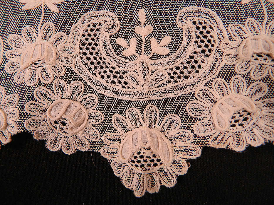 Antique Shamrock Limerick Lace Tambour Embroidery Trim  Shawl Collar. This lovely lace large shawl collar style trim has a circular shape. 