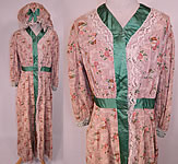 Edwardian Art Nouveau Japanese Floral Fan Print Dressing Gown Robe & Bed Cap Bonnet