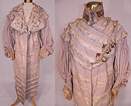 Edwardian Hetzel Importing Co Gray Wool White Mohair Lace Trim Winter Traveling Coat