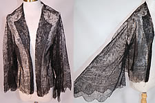 Victorian Civil War Antique Black Chantilly Lace Shawl Jacket Pagoda Sleeve
