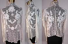 Edwardian White Point de Venise Needle Lace Applique Blouse Shirt Top
