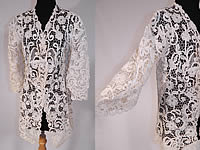 Vintage Edwardian Antique White Bobbin Lace Long Coat Jacket