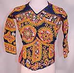 Vintage Antique Indian Gujarati Kutch Work Embroidered Mirror Choli Boho Blouse Top
