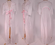 Edwardian Titanic White Cotton Rosette Embroidered Lace Peignoir Dressing Gown Robe
