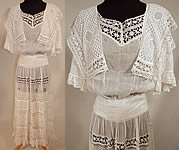 Edwardian White Cotton Batiste Bobbin Lace Belted Graduation Wedding Dress
