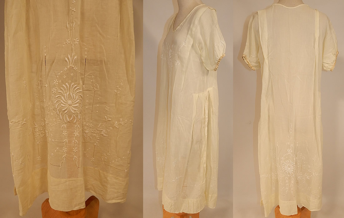 Vintage Boho Yellow Cotton Batiste Embroidered Drawn Cut Work Drop Waist Dress
The dress is a large size measuring 43 inches long, with 44 inch hips, a 40 inch waist and 40 inch bust. It is in excellent condition. This is truly a wonderful piece of bohemian peasant wearable art! 