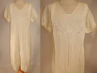 Vintage Boho Yellow Cotton Batiste Embroidered Drawn Cut Work Drop Waist Dress
