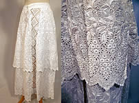 Edwardian White Cotton Broderie Anglaise Eyelet Embroidery Cutwork Lace Skirt
