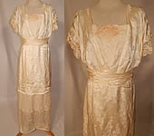 Edwardian Titanic Silk Damask Brocade Tambour Embroidery Lace Wedding Gown Dress
