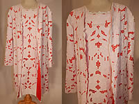 Vintage Casa Regional Portugal Madeira Hand Embroidery Lace Shift Dress & Coat