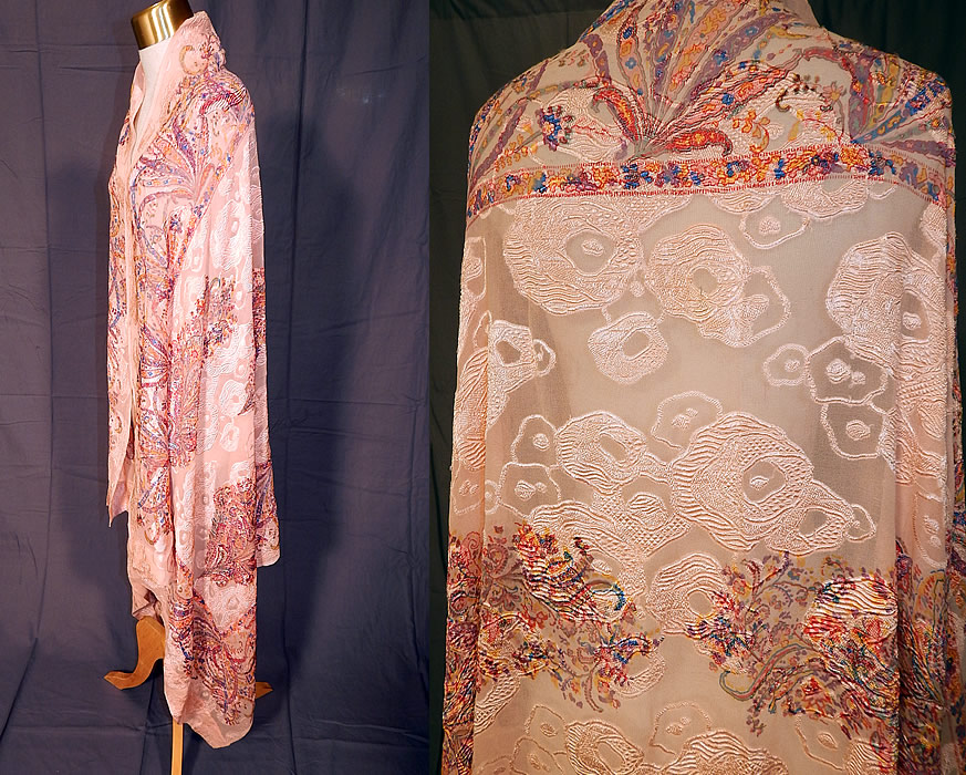 Vintage Liberty Art Deco Peach Paisley Devore Burnout Silk Chiffon Cape Shawl
This magnificent long rectangle shape scarf stole shawl is reminiscent of Liberty & Co. London & Paris which has been synonymous with luxury and great design. 