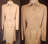 Vintage Susan Garber Originals Beige Gabardine Suit Jacket Pencil Skirt
