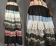 Victorian Black Cotton Ruffled Ribbon Lace Patchwork Petticoat Skirt Costume
