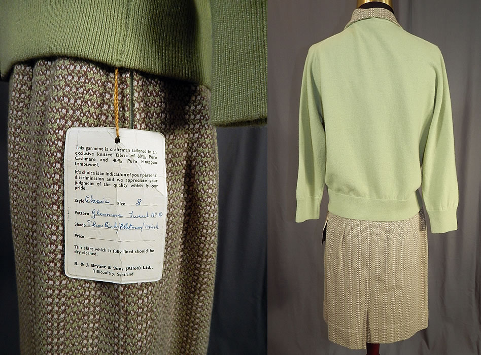 Vintage Bryant of Scotland Cashmere Cardigan Sweater Suit Tweed Skirt NWTVintage Bryant of Scotland Cashmere Cardigan Sweater Suit Tweed Skirt NWT
The sweater measures 21 inches long, with a 26 inch waist, 36 inch bust and 18 inch long sleeve. 