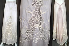 Edwardian Lavender Batiste White Embroidered Lace Trim Skirt Fabric
